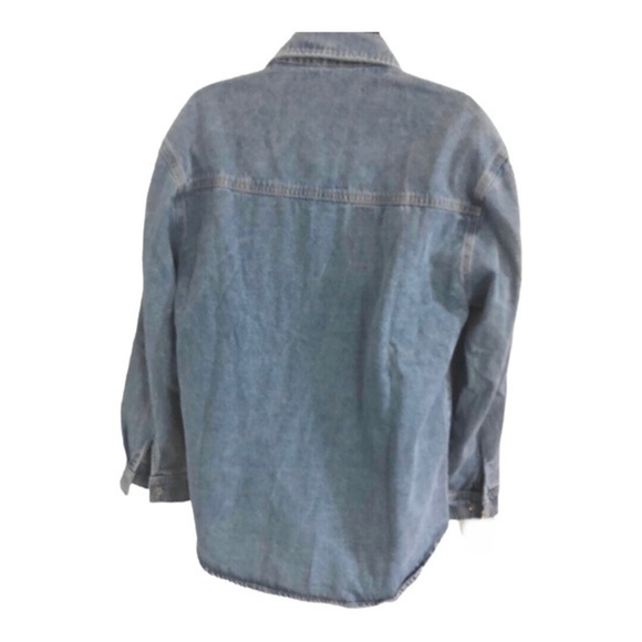 Beautiful denim crystal rhinestones studded‎ button down shirt size medium new - Picture 15 of 16